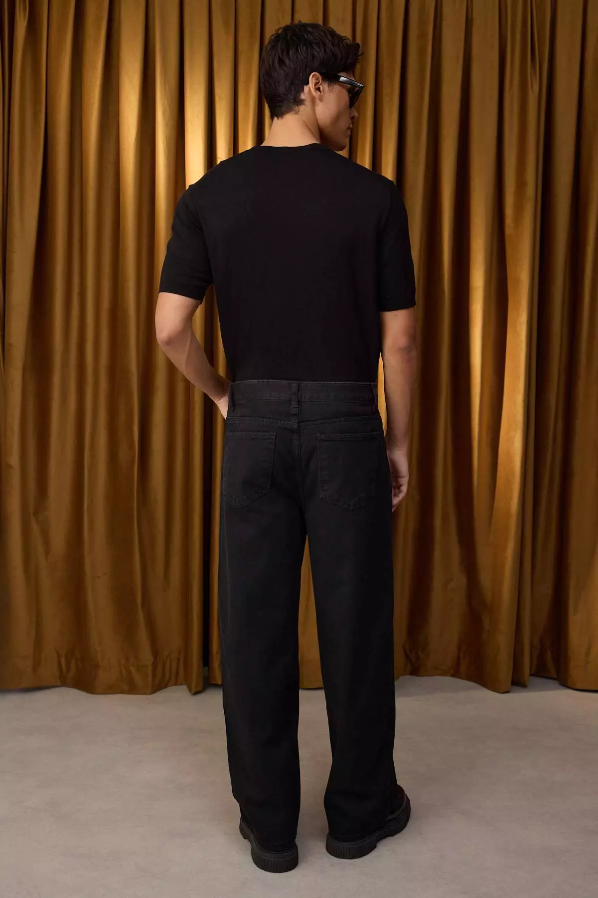 Special Collection Black Smoke Skater Loose / Wide Baggy Denim Pants Jeans Tmnaw26Je00000