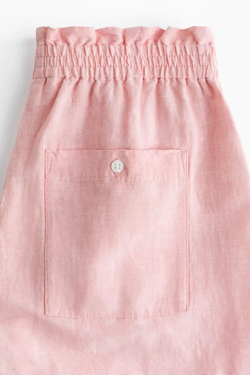 Linen-blend paper bag shorts