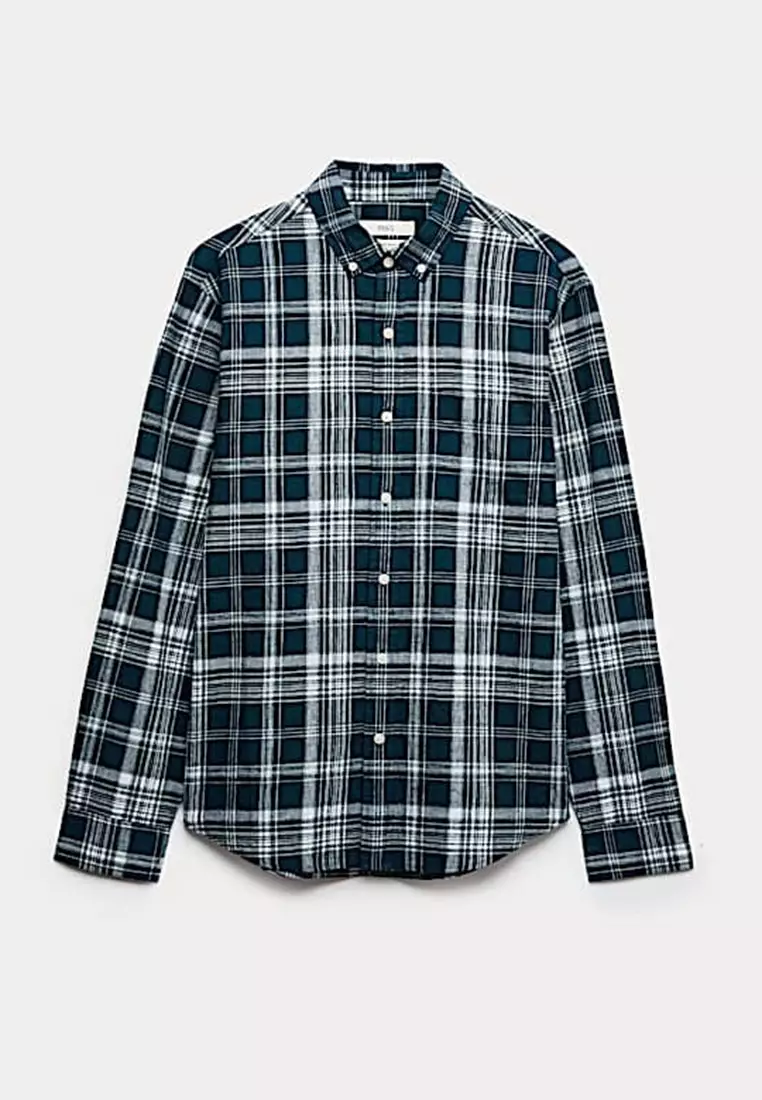 Linen Cotton Blend Check Shirt