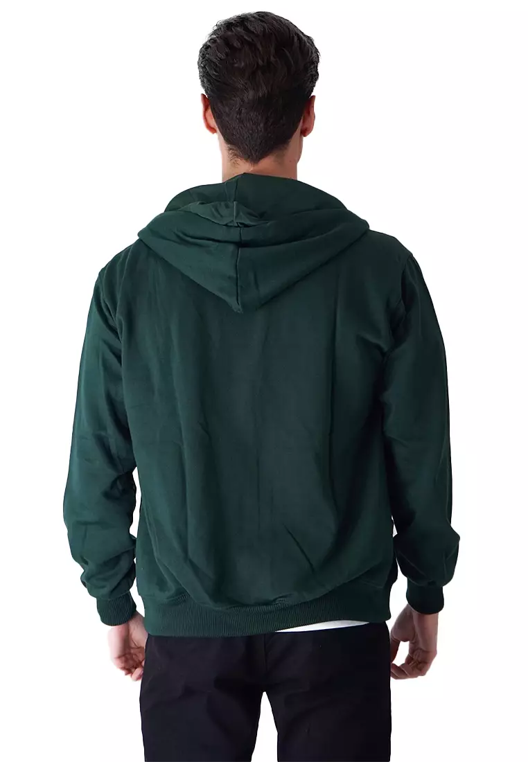 Jaket Polos Hoodie Zipper Sweater Warna Hijau