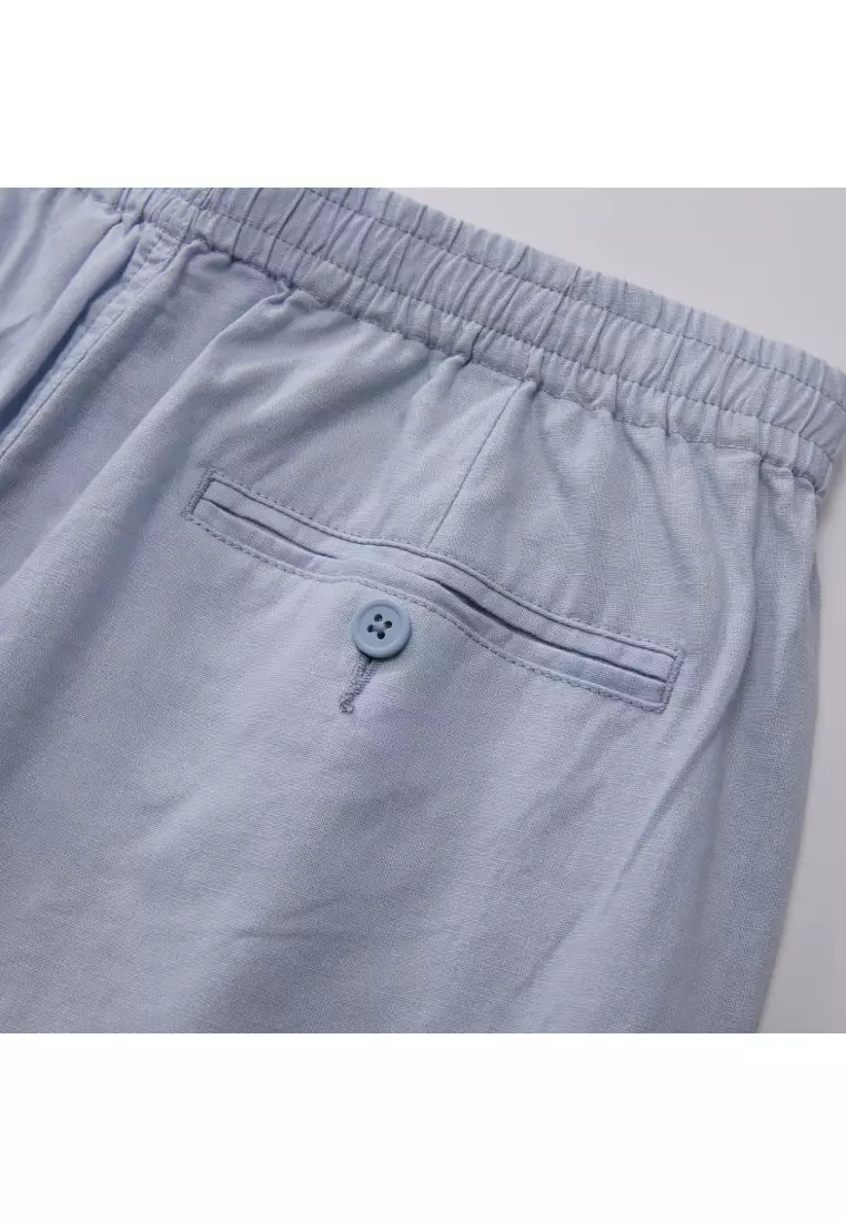 Korea Collection Men's Linen Cotton Elastic Waist Shorts 01106597