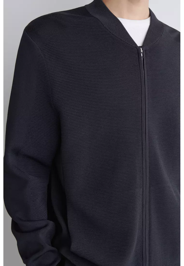 TEXTURED KNITTED BOMBER JACKET