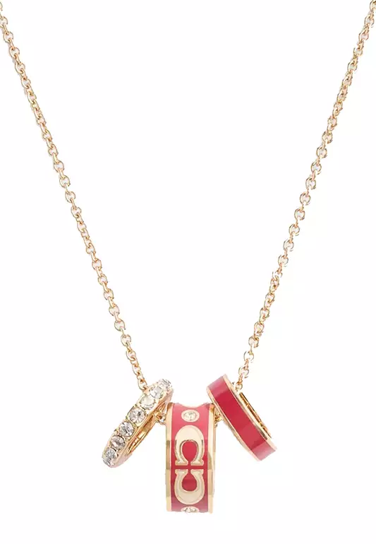 Signature Enamel Rondell Necklace in Gold/ Red CAD60