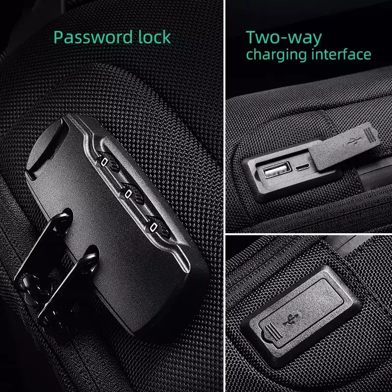 Mark Ryden MR7116 Tas Selempang Pria WaistBag Pria Sling Bag Pria Crossbody Bag TSA Lock - BLACK