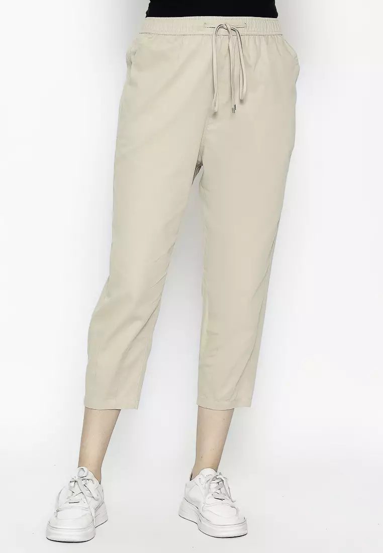 Urban Exchange Gianna Beige Tapered Pants - Casual Pants Celana Panjang Beige Warna Beige