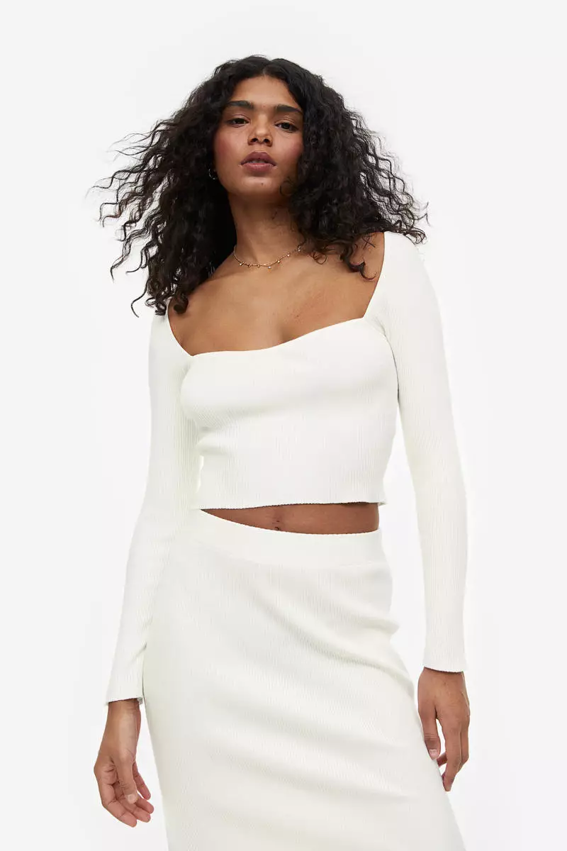 Buy H&M Bustier-look rib-knit top 2025 Online | ZALORA Philippines