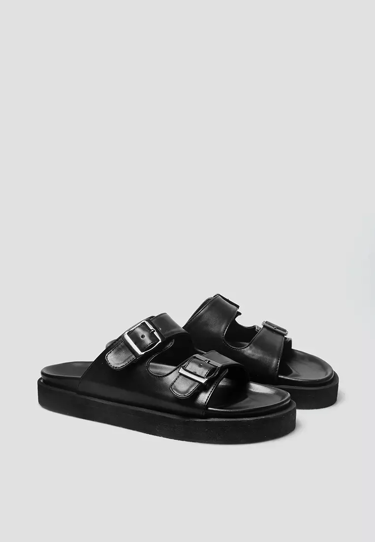 Benedetta Full Black Slide Sandals