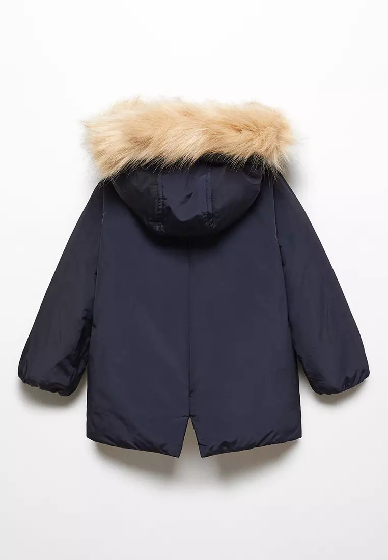 Mango blue fur coat discount