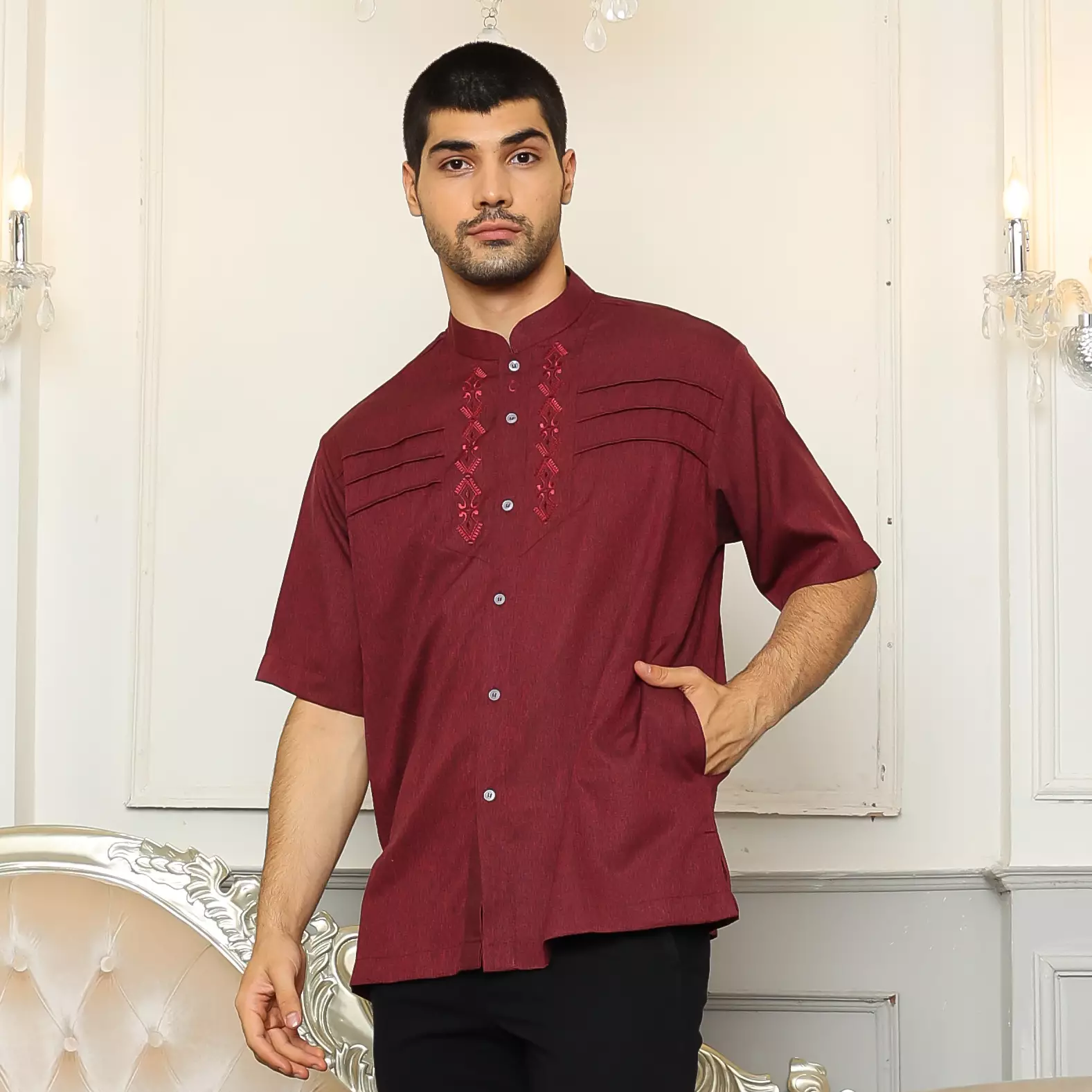 Baju Koko Sarimbit KK 38 Maroon