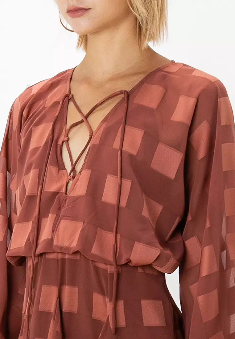 Plunge Mini Dress With Godet Skirt