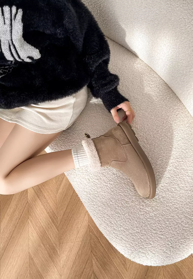 Zipper Suede Mid Snow Boots WW3557-3