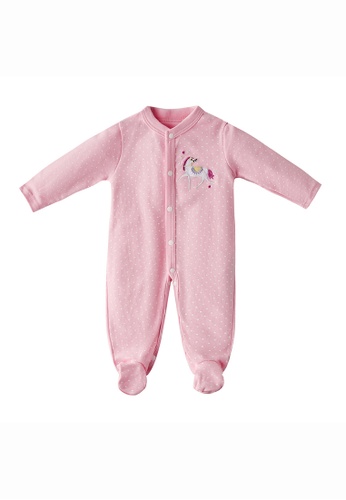Little Kooma pink Baby Girl Embroidered Pink Horse Button Sleepsuit All In One Jumpsuit 26075KAF5F257DGS_1
