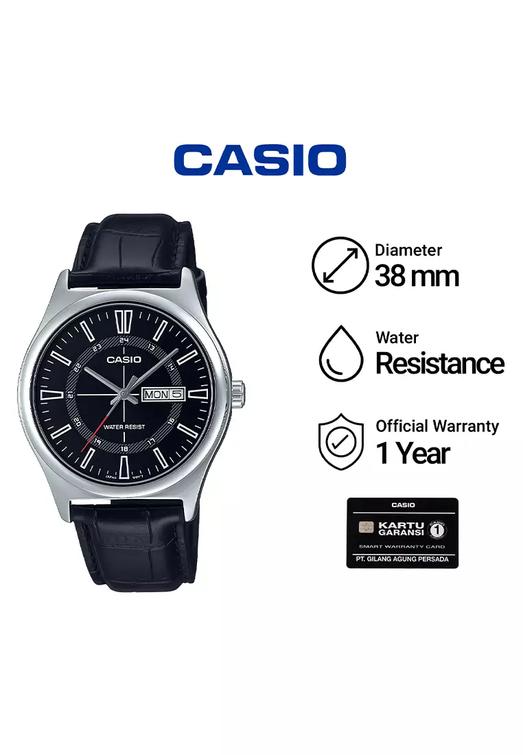 Jam Tangan Pria Casio Standard Series MTP-V006L-1C Black Leather Strap