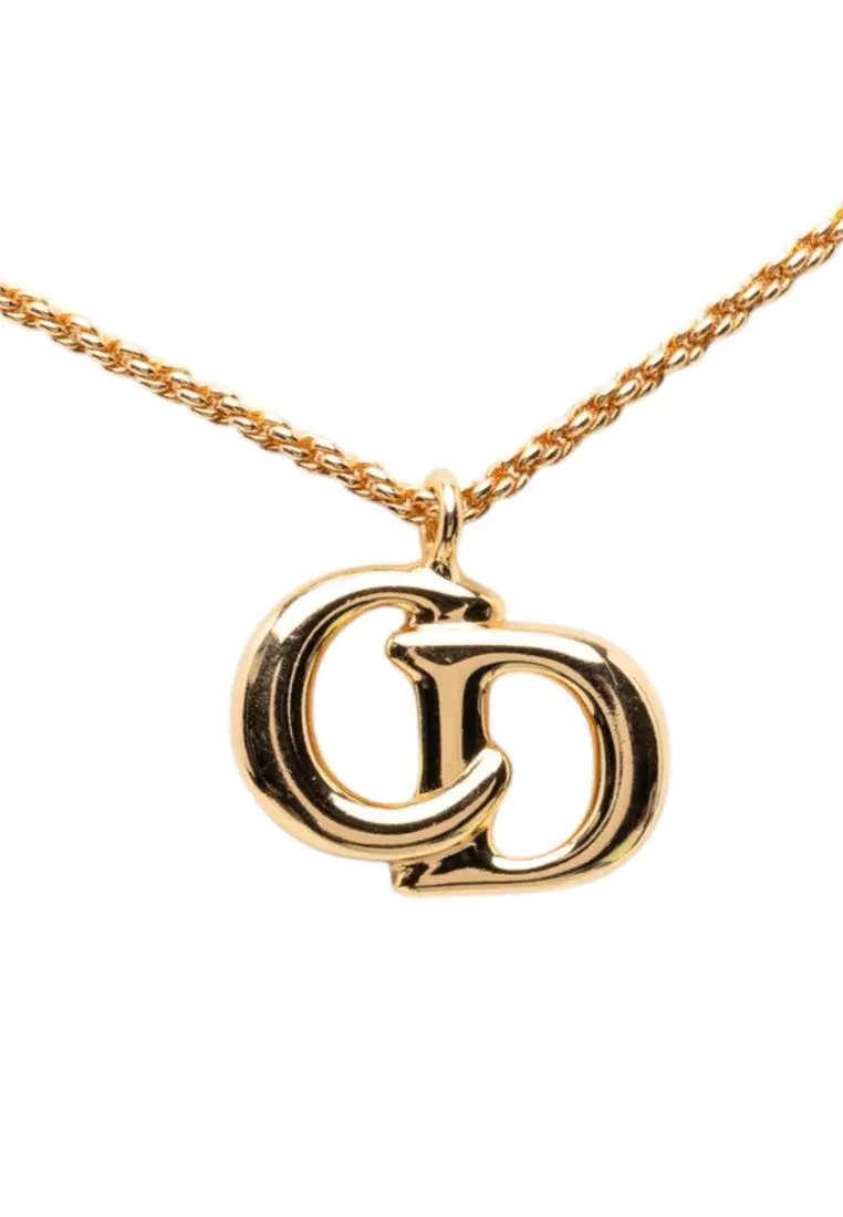 Pre-Loved Dior Gold Plated Cd Logo Pendant Necklace