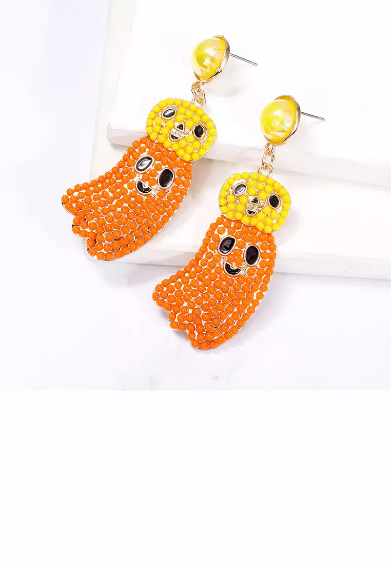Buy Glamorousky Creative and Cute Plated Gold Halloween Ghost Orange