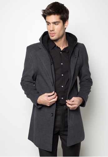Well Suited Wool Trench Coat With, Gray Wool Coat With Hood