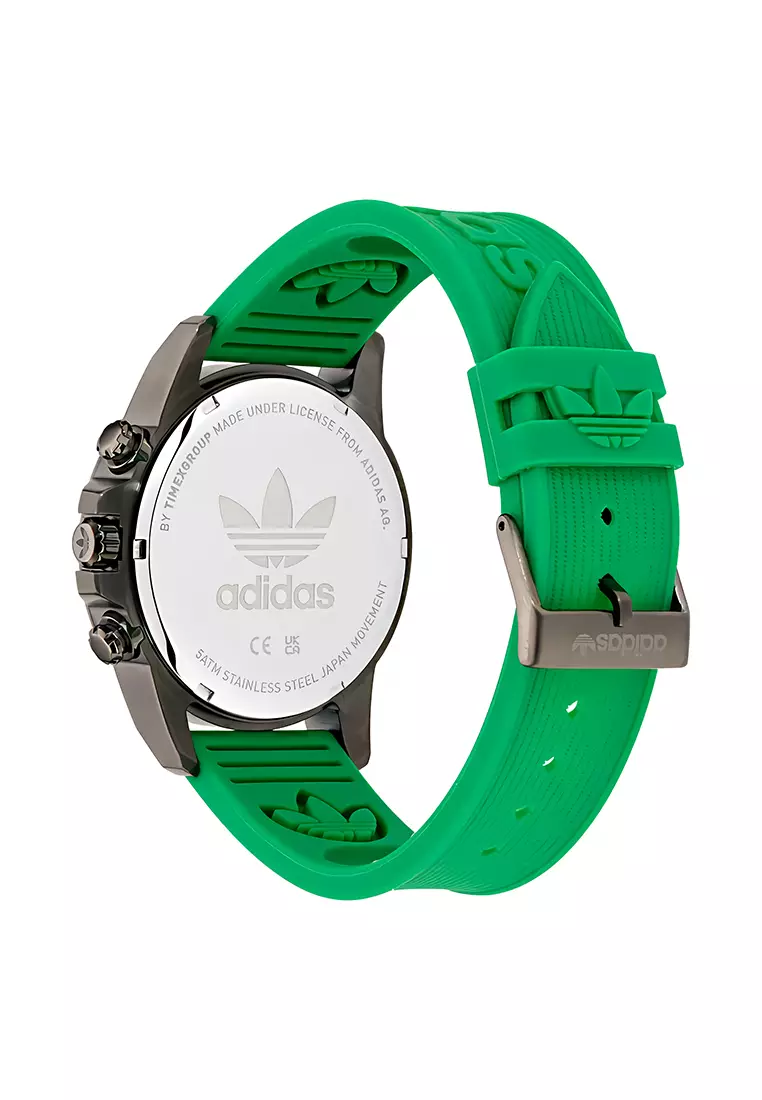 Adidas Gents Expression Two Chrono - Jam Tangan Analog Pria - Stainless Steel Case Green Silicone Strap - AOFH24522