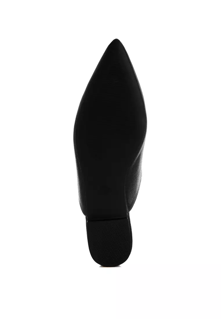 Diamante Strap Glitter Mules in Black