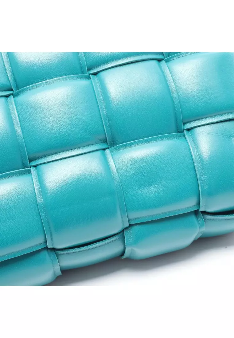 Pre-Loved BOTTEGA VENETA padet cassette Intrecciato Shoulder bag leather green