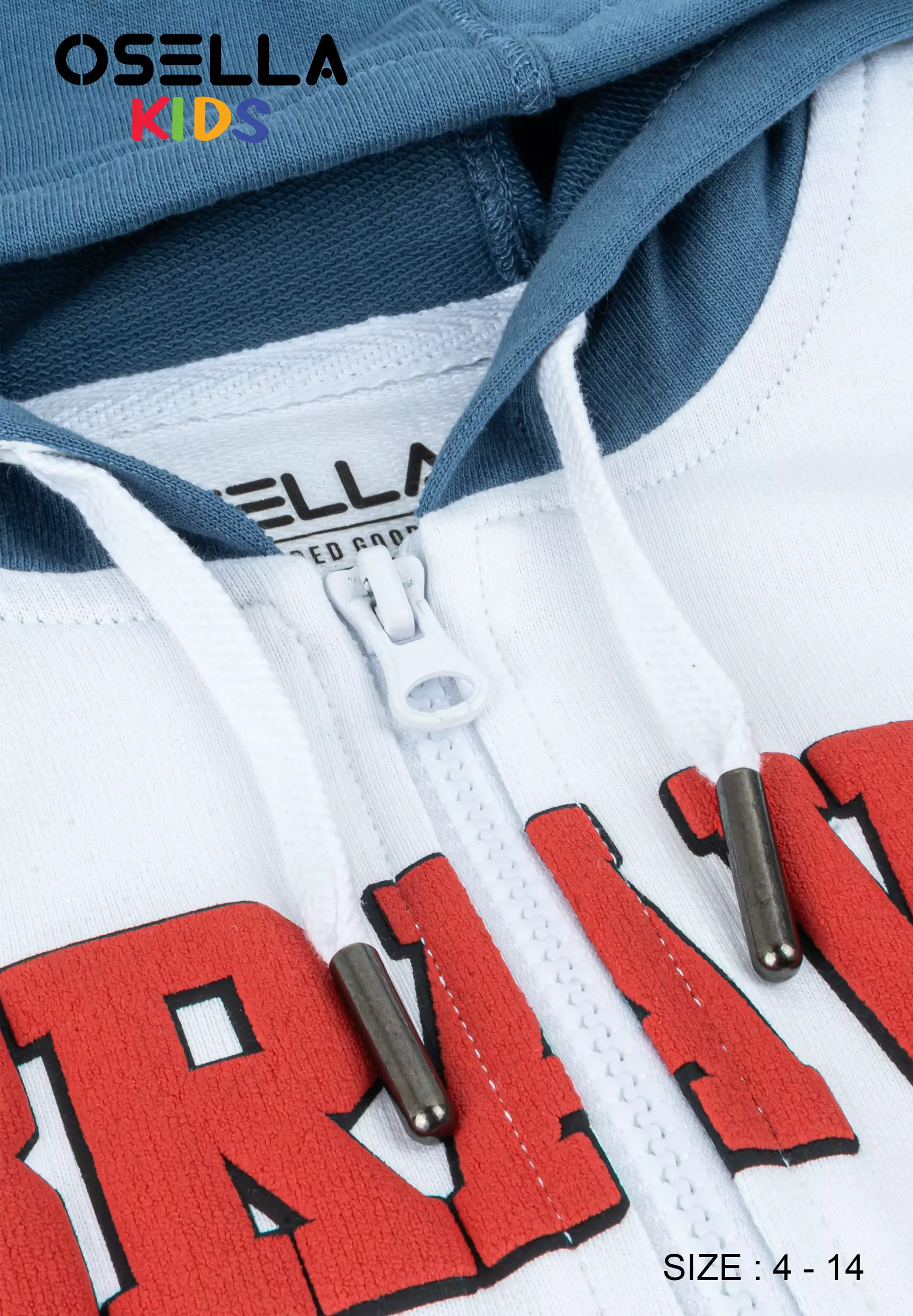 [NEW] Osella Kids Brave Knit Hoodie Jacket Combination In Seaport And White 2262400161 | Jaket Anak Laki-Laki