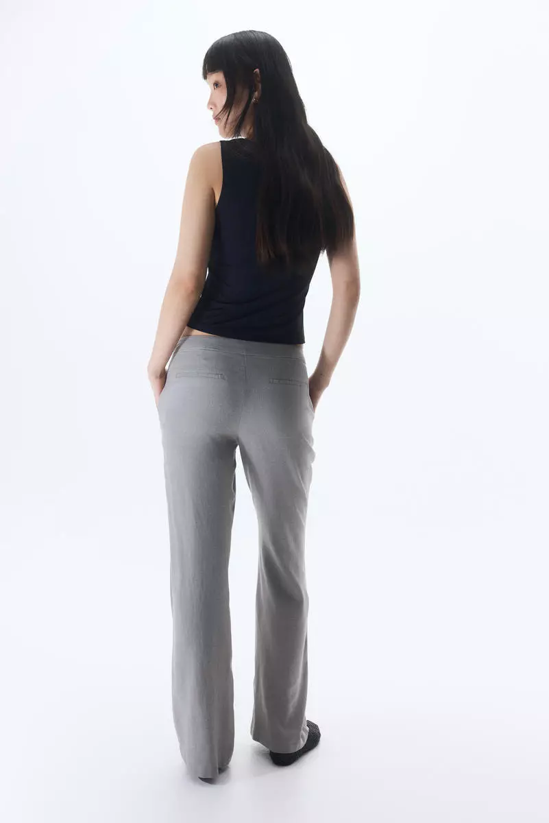 Linen-blend tailored trousers