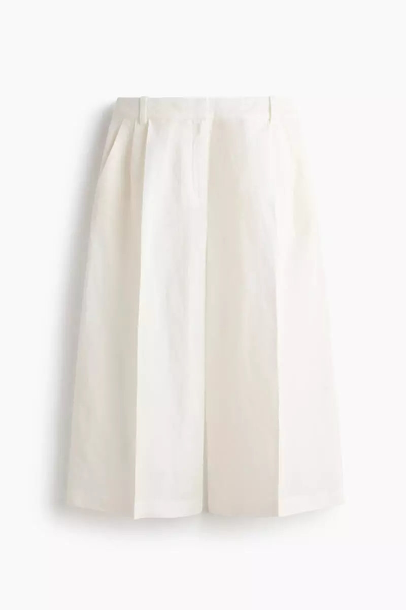 Wide linen-blend culottes