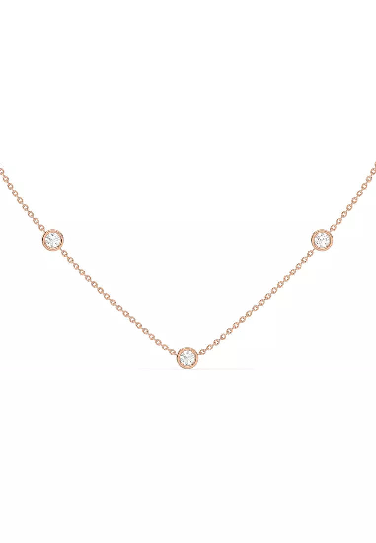 Minimalist Lab Grown Diamond Station Necklace in 14K Rose Gold D/E-VVS/VS (0.50ct TDW)