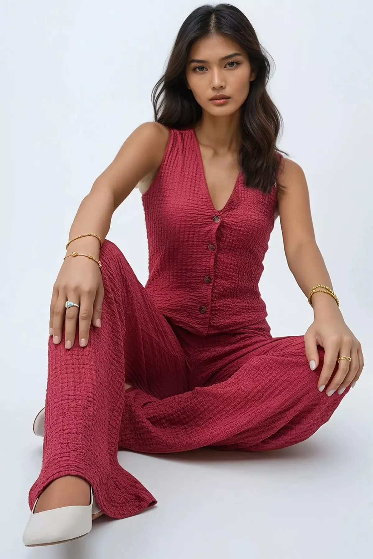 Buttoned Vest & Pants Set