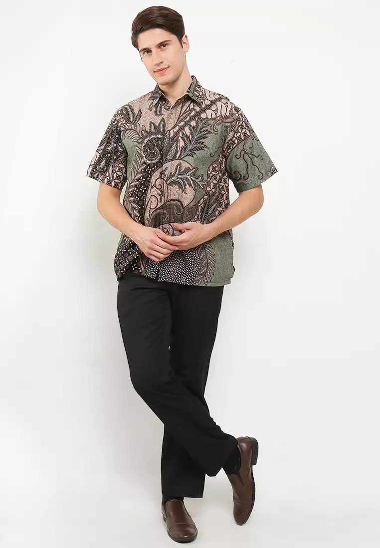 Agler Kemeja Batik Premium Pria Casual Modern Lengan Pendek