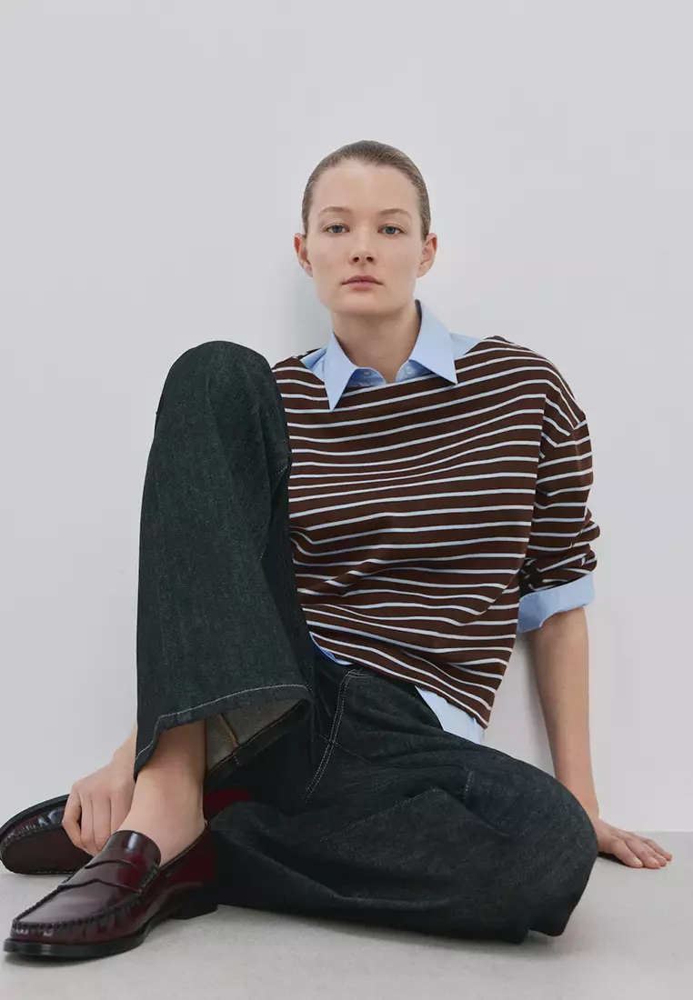 Striped Boat Neck Sweatshirt