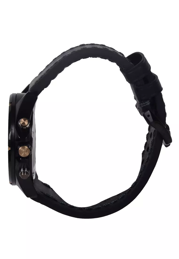 Alexandre Christie - Jam Tangan Chronograph Pria - Black - Leather Strap - 6620 MCLIPGNIV