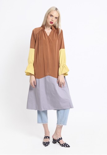 Jual Eugeneffectes Blocking Rainbow Dress Brown Original Zalora