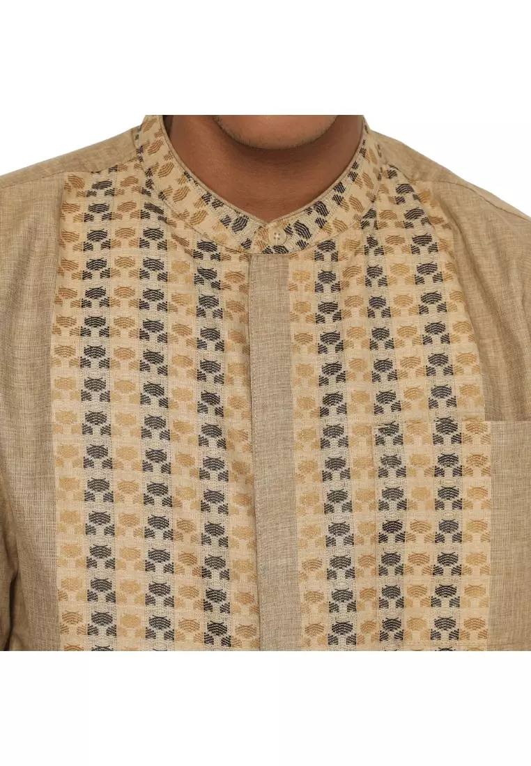 RBJ Kemeja Koko Border Coklat Regular Fit Pria