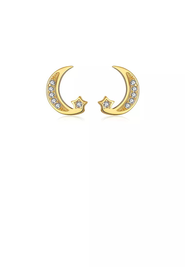Gold moon stud clearance earrings