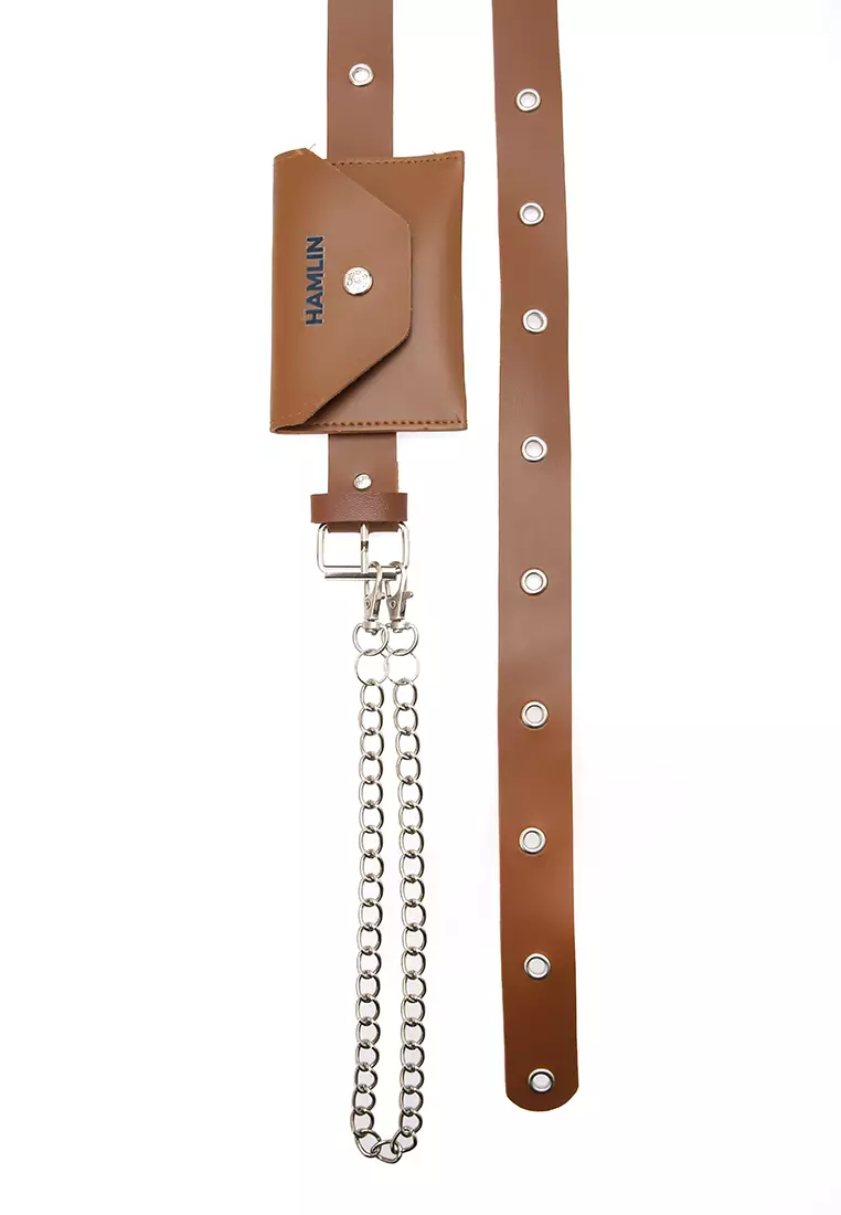 Imani Ikat Pinggang Wanita with Mini Wallet Multifunction Material Leather ORIGINAL - Brown