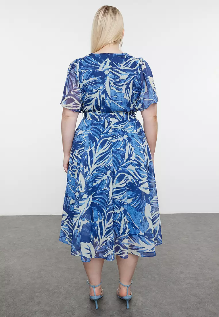 Plus Size Wrap Midi Dress