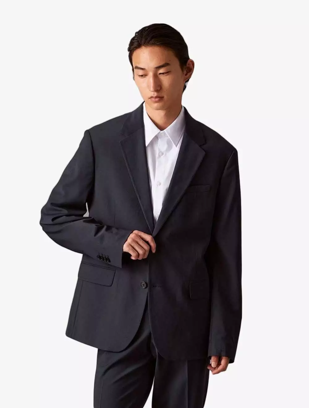 Calvin Klein - Refined Wool Blend Slim Blazer - Navy - navy