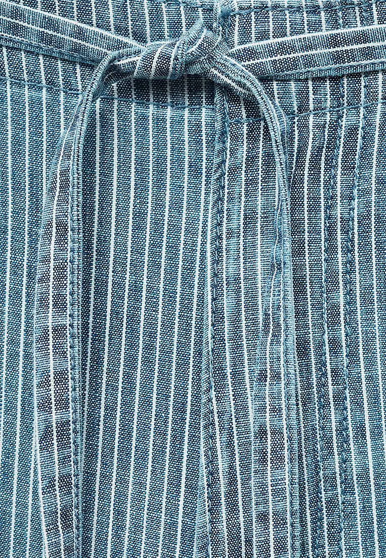 Wide Leg Denim Trousers With Belt