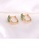 Glamorousky white 925 Sterling Silver Plated Gold Fashion Elegant Rose Earrings with Green Cubic Zirconia 96A55AC48FB24CGS_4
