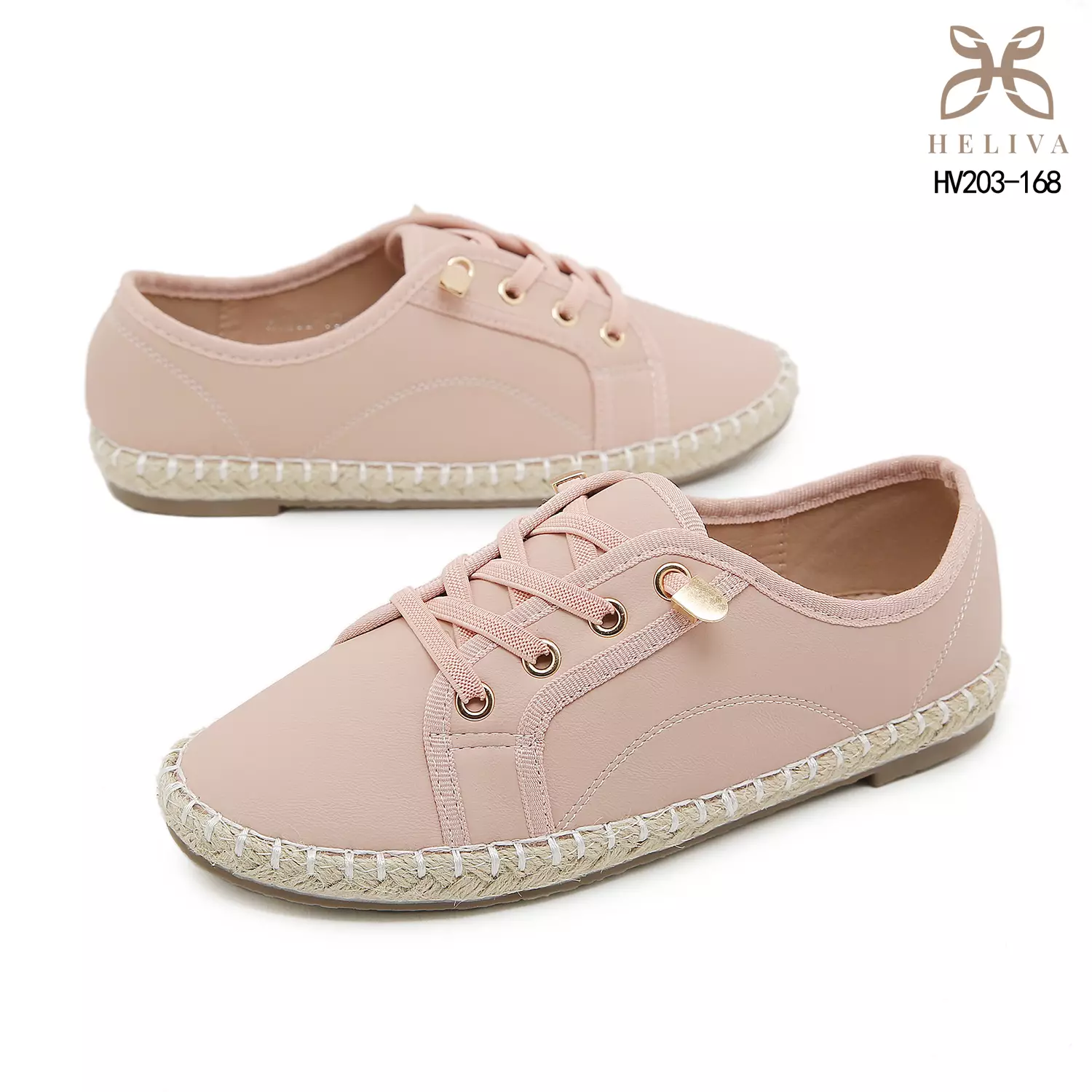 HELIVA MILEN Sneakers Casual Wanita Sol Anyaman Espadrille dan Dekorasi Gold Chain HV203-186