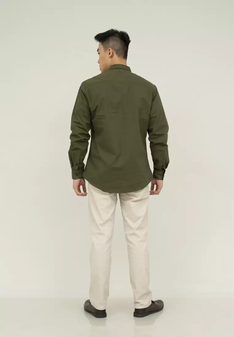 Houseofcuff Kemeja Lengan Panjang Double Pocket Army