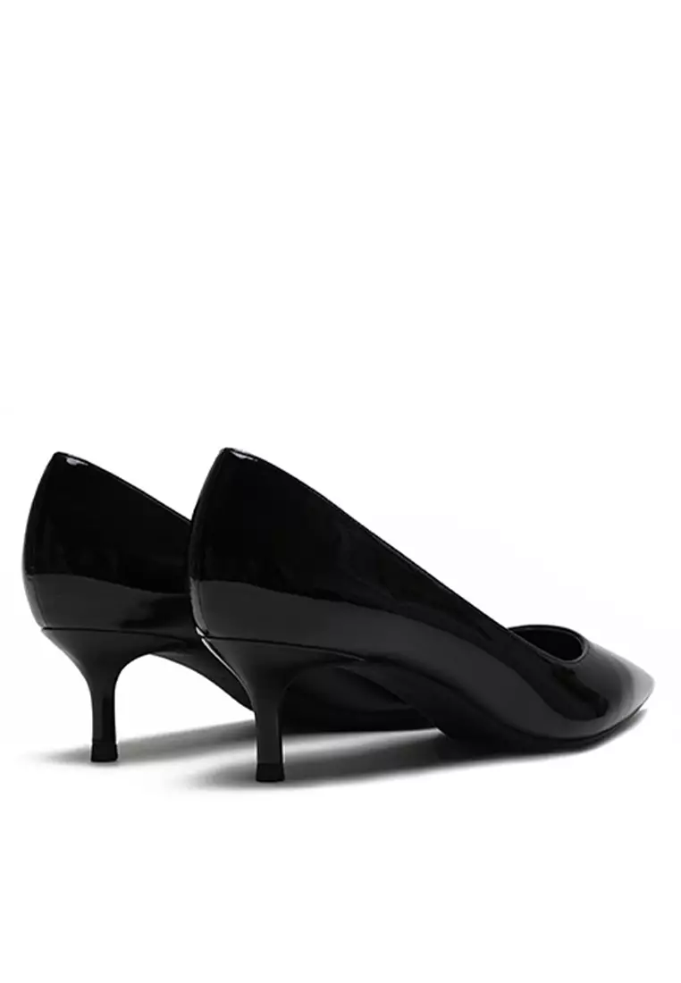 5CM Patent Pointed Mid Heel Shoes HZL150