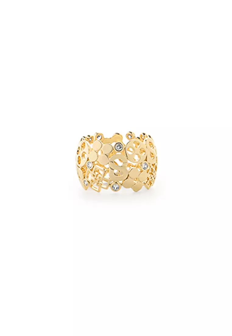 Gold top monogram ring