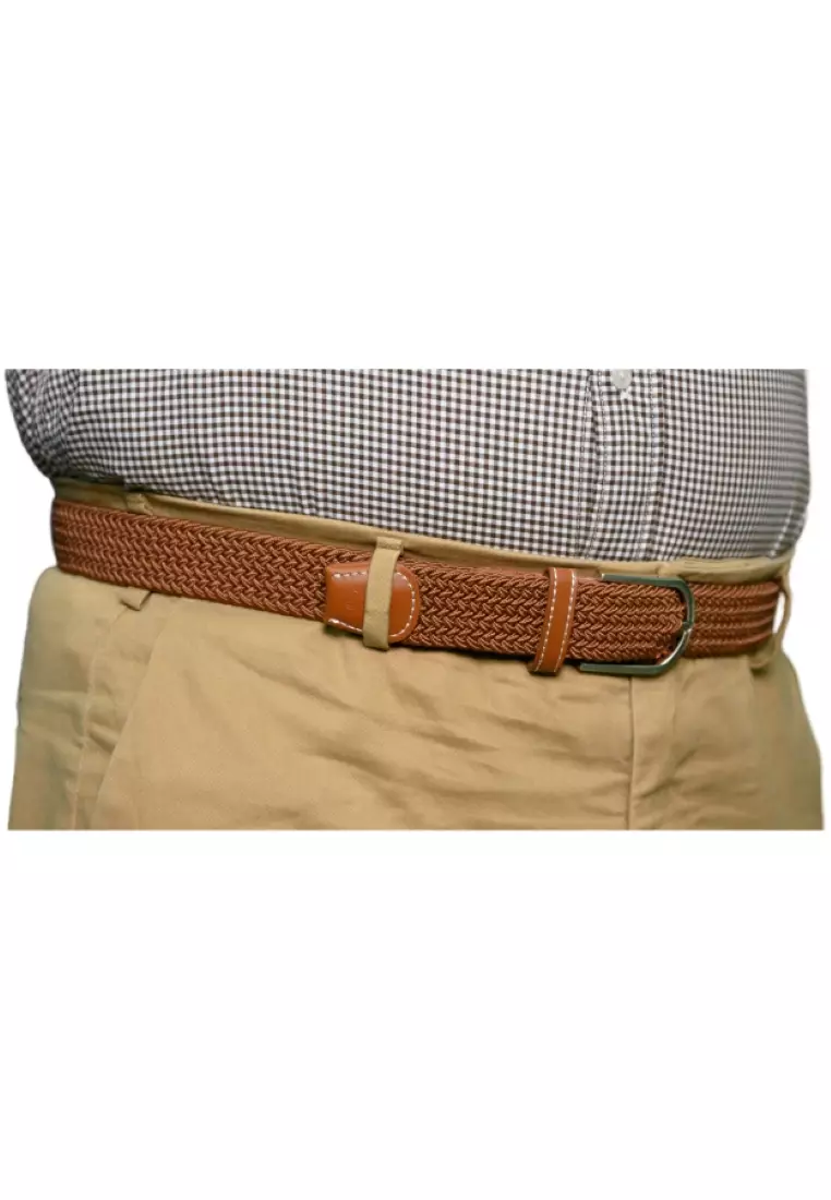 Fabric belt for Men and Women - Elastic belt - Woven stretchable belt plus size -Canvas Belt for men and women in Brown color -Oxhide Brown BCN