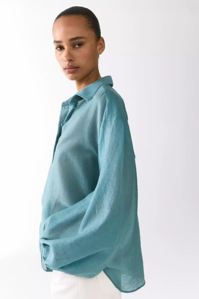 Linen-blend blouse