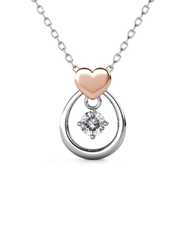 Her Jewellery silver and gold Love Drop Pendant (Dual Tone) - Made with premium grade crystals from Austria FBDB7ACBBE3D1AGS_1