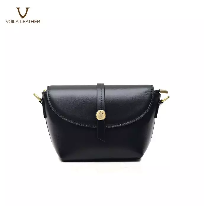 VOILA LEATHER Tas Selempang Wanita Kulit Asli Genuine Leather Sling Bag AMARA Black