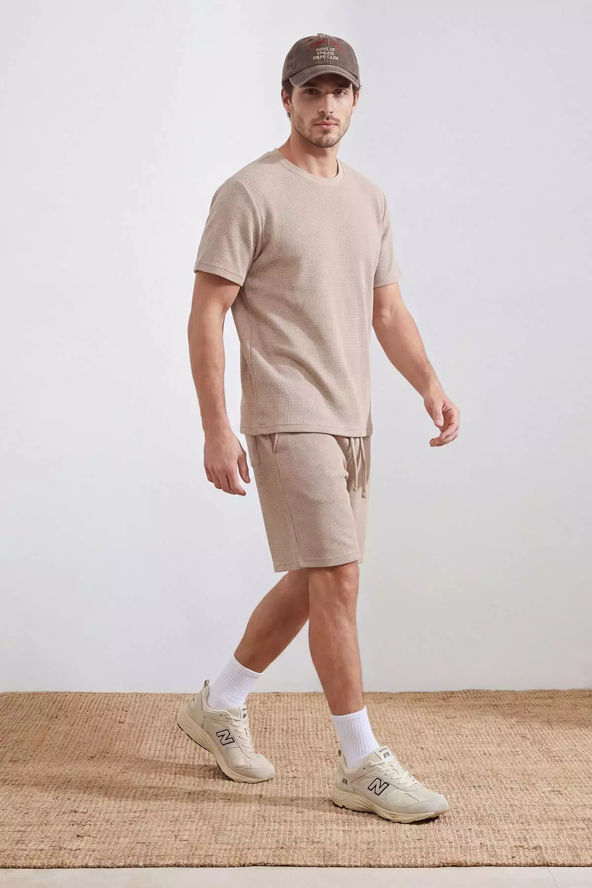Beige Regular Cut 3-Pack Textured Tracksuit Set Tmnss26Em00002