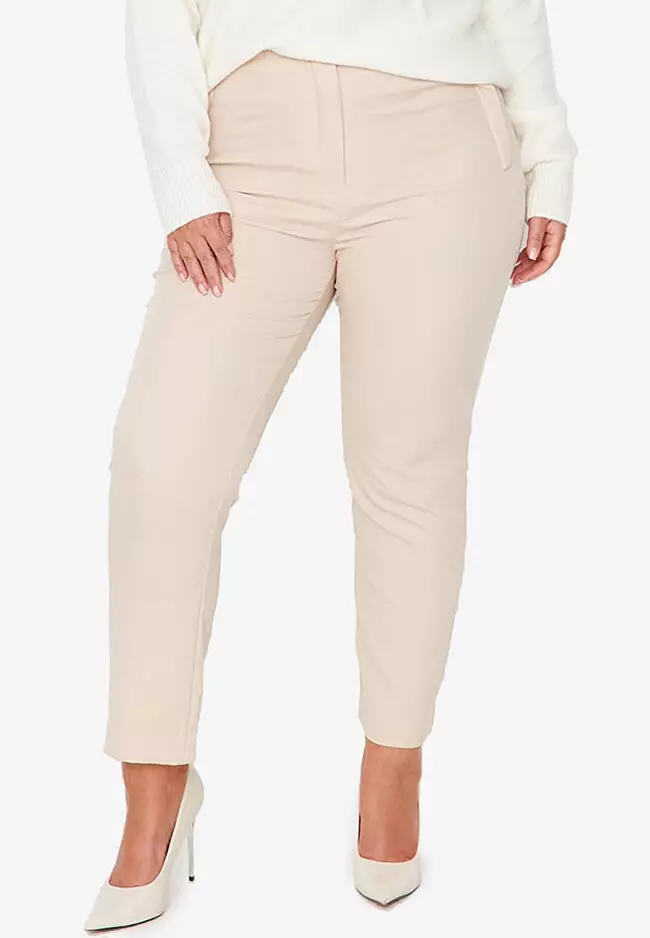 Plus Size Cigarette Woven Trousers