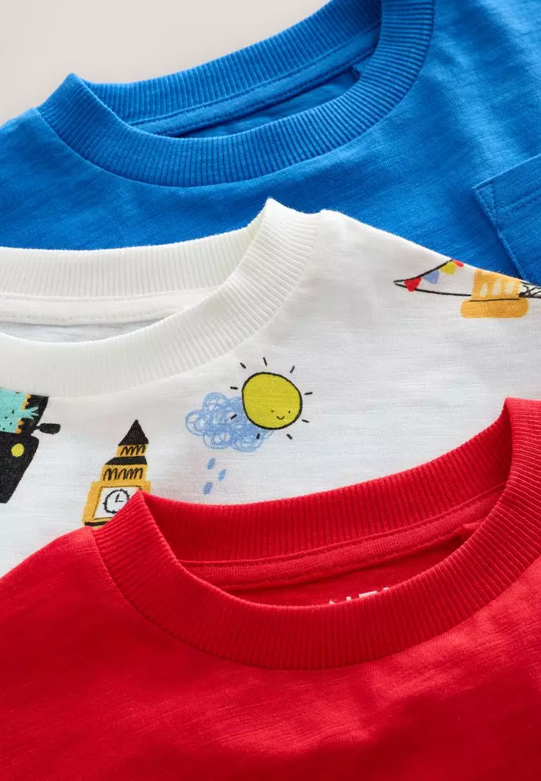 Short Sleeve All Over Graphic Print T-Shirts 3 Pack